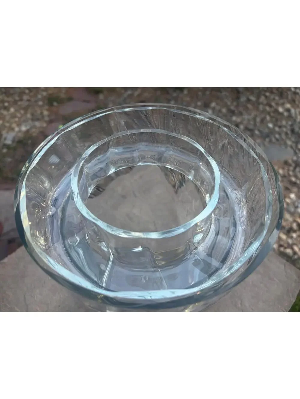 vintage Clear swirl Glass ice bucket wine Champagne cooler wih removable collar
